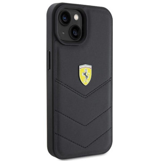 Pouzdro Ferrari Quilted Metal Logo pro iPhone 15 - černé