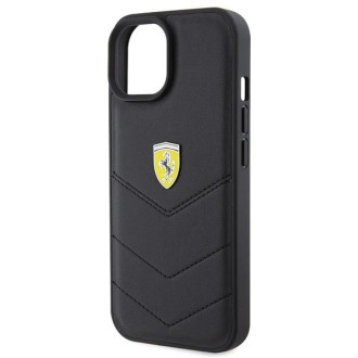 Pouzdro Ferrari Quilted Metal Logo pro iPhone 15 - černé