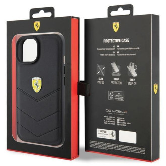 Pouzdro Ferrari Quilted Metal Logo pro iPhone 15 - černé