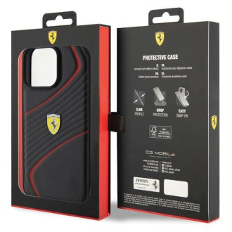 Pouzdro Ferrari Twist Metal Logo pro iPhone 15 Pro Max - černé