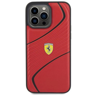 Pouzdro Ferrari Twist Metal Logo pro iPhone 15 Pro Max - červené