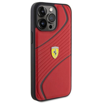 Pouzdro Ferrari Twist Metal Logo pro iPhone 15 Pro Max - červené
