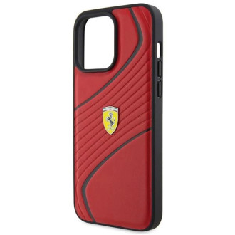 Pouzdro Ferrari Twist Metal Logo pro iPhone 15 Pro Max - červené