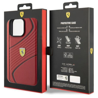 Pouzdro Ferrari Twist Metal Logo pro iPhone 15 Pro Max - červené