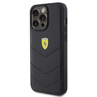 Pouzdro Ferrari Quilted Metal Logo pro iPhone 15 Pro Max - černé