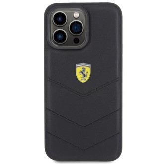 Pouzdro Ferrari Quilted Metal Logo pro iPhone 15 Pro Max - černé