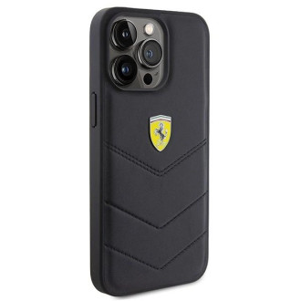 Pouzdro Ferrari Quilted Metal Logo pro iPhone 15 Pro Max - černé