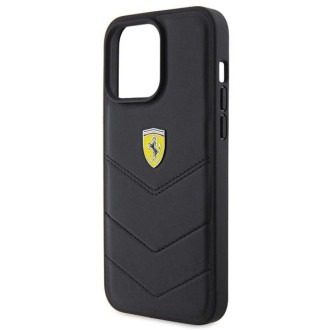 Pouzdro Ferrari Quilted Metal Logo pro iPhone 15 Pro Max - černé