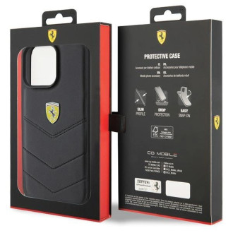Pouzdro Ferrari Quilted Metal Logo pro iPhone 15 Pro Max - černé