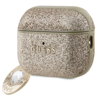 Guess GUAP2PGEHCDD pouzdro pro kryt AirPods Pro 2 - zlaté Fixed Glitter Heart Diamond Charm
