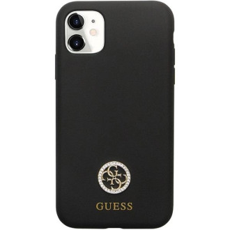 Pouzdro Guess GUHCN614DGPK pro iPhone 11 / Xr - černé silikonové logo Strass 4G