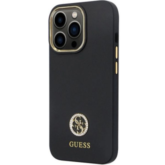 Guess GUHCP13LM4DGPK pouzdro pro iPhone 13 Pro / 13 - černé silikonové Logo Strass 4G
