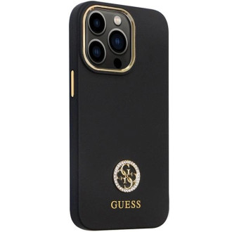 Guess GUHCP13LM4DGPK pouzdro pro iPhone 13 Pro / 13 - černé silikonové Logo Strass 4G