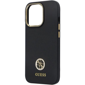 Guess GUHCP13LM4DGPK pouzdro pro iPhone 13 Pro / 13 - černé silikonové Logo Strass 4G