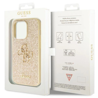 Pouzdro Guess GUHCP14LHG4SGD pro iPhone 14 Pro - zlaté Glitter Script Big 4G