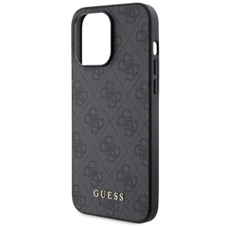 Pouzdro Guess 4G Metal Gold Logo pro iPhone 15 Pro - šedé