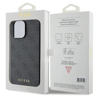 Pouzdro Guess 4G Metal Gold Logo pro iPhone 15 Pro - šedé