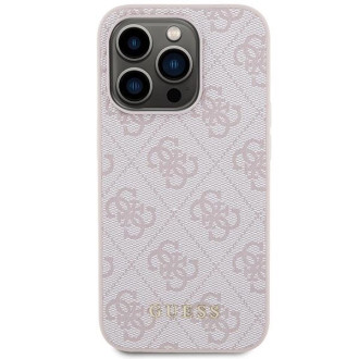 Pouzdro Guess 4G Metal Gold Logo pro iPhone 15 Pro - růžové