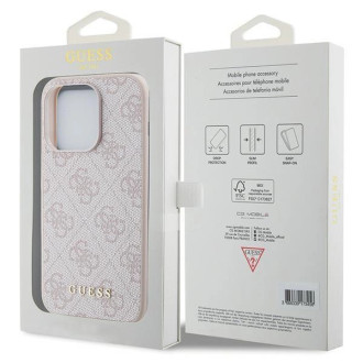 Pouzdro Guess 4G Metal Gold Logo pro iPhone 15 Pro - růžové