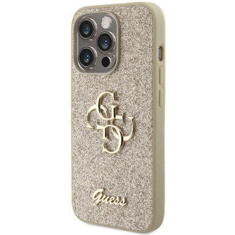 Guess Glitter Script Big 4G pouzdro pro iPhone 15 Pro - zlaté