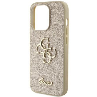 Guess Glitter Script Big 4G pouzdro pro iPhone 15 Pro - zlaté