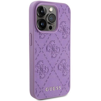 Guess Leather 4G Stamped pouzdro pro iPhone 15 Pro - fialové