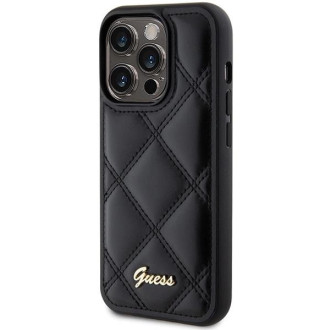 Pouzdro Guess Quilted Metal Logo pro iPhone 15 Pro - černé