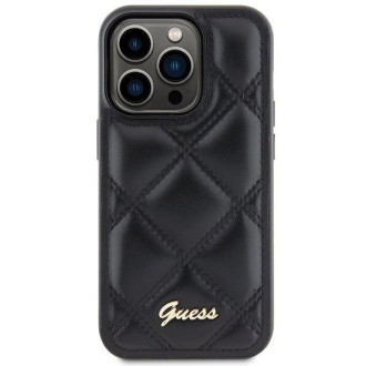 Pouzdro Guess Quilted Metal Logo pro iPhone 15 Pro - černé
