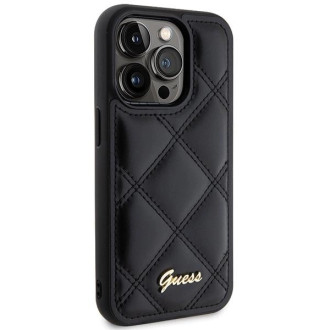 Pouzdro Guess Quilted Metal Logo pro iPhone 15 Pro - černé