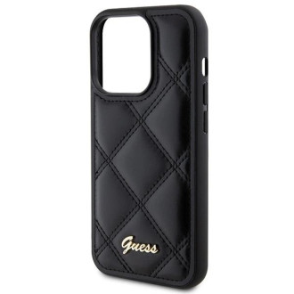 Pouzdro Guess Quilted Metal Logo pro iPhone 15 Pro - černé