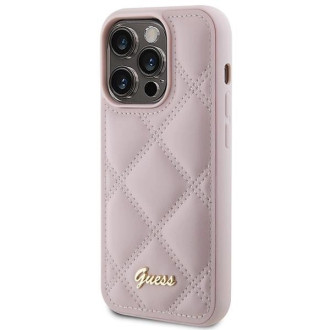 Pouzdro Guess Quilted Metal Logo pro iPhone 15 Pro - růžové