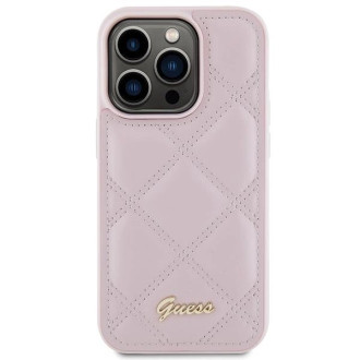 Pouzdro Guess Quilted Metal Logo pro iPhone 15 Pro - růžové