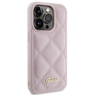 Pouzdro Guess Quilted Metal Logo pro iPhone 15 Pro - růžové