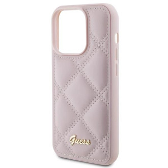 Pouzdro Guess Quilted Metal Logo pro iPhone 15 Pro - růžové