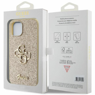 Guess Glitter Script Big 4G pouzdro pro iPhone 15 Plus - zlaté