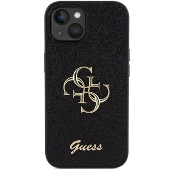 Guess Glitter Script Big 4G pouzdro pro iPhone 15 - černé