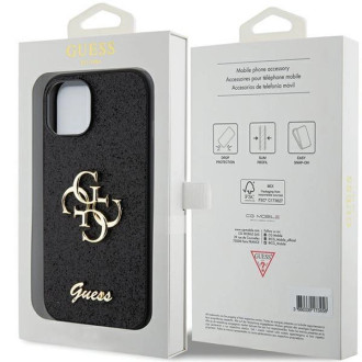 Guess Glitter Script Big 4G pouzdro pro iPhone 15 - černé