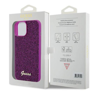Pouzdro Guess Disco Metal Script pro iPhone 15 - růžové