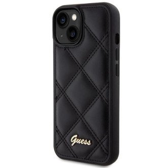 Pouzdro Guess Quilted Metal Logo pro iPhone 15 - černé