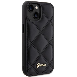 Pouzdro Guess Quilted Metal Logo pro iPhone 15 - černé