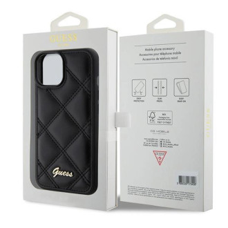 Pouzdro Guess Quilted Metal Logo pro iPhone 15 - černé