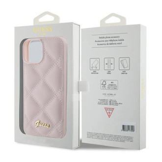 Pouzdro Guess Quilted Metal Logo pro iPhone 15 - růžové