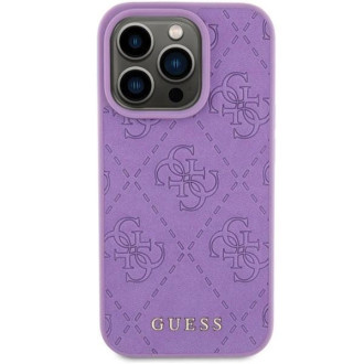 Guess Leather 4G Stamped pouzdro pro iPhone 15 Pro Max - fialové