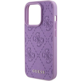 Guess Leather 4G Stamped pouzdro pro iPhone 15 Pro Max - fialové