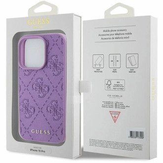 Guess Leather 4G Stamped pouzdro pro iPhone 15 Pro Max - fialové