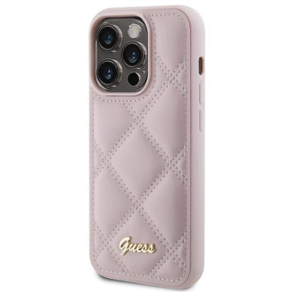 Pouzdro Guess Quilted Metal Logo pro iPhone 15 Pro Max - růžové