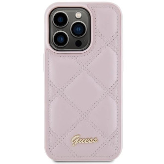 Pouzdro Guess Quilted Metal Logo pro iPhone 15 Pro Max - růžové