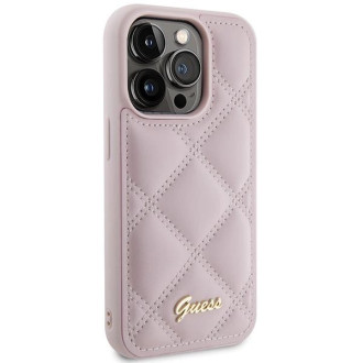 Pouzdro Guess Quilted Metal Logo pro iPhone 15 Pro Max - růžové