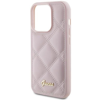 Pouzdro Guess Quilted Metal Logo pro iPhone 15 Pro Max - růžové