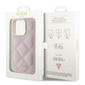 Pouzdro Guess Quilted Metal Logo pro iPhone 15 Pro Max - růžové